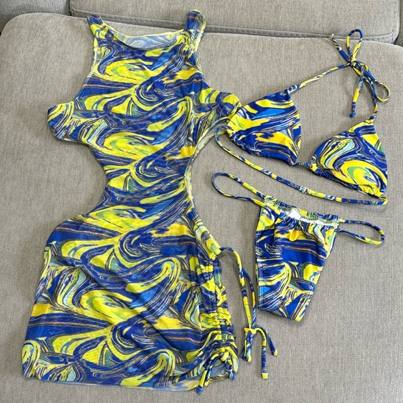 NWOT 3 Piece Bikini Set and Coverup - Picture 4 of 15